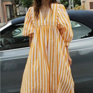 Striped Yellow and White Maxi Dress